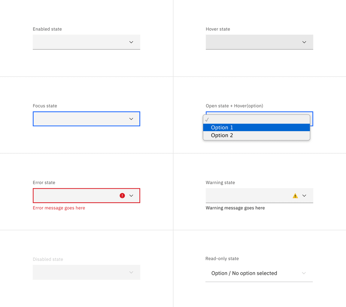 Select interactive states